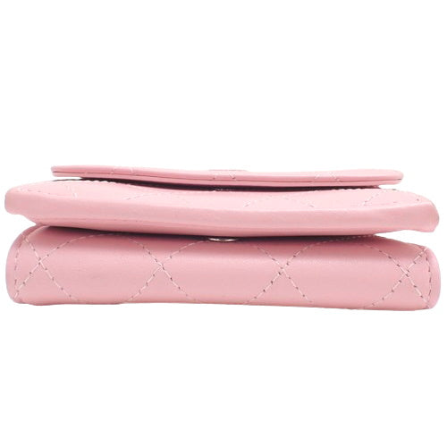 Matelasse Tri-fold Wallet with Mini Coco Mark in So Pink Calfskin