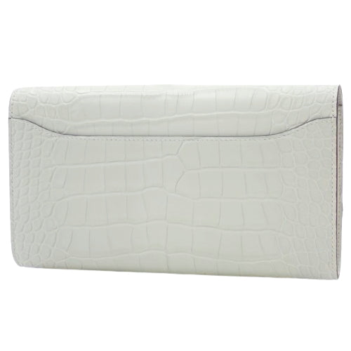 Constance Long To Go, Alligator Matt, Crocodile, Palladium Hardware, Green/Silver Hardware, B stamp.