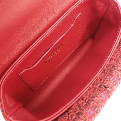 Matelasse Top Handle Mini Flap Bag in Tweed and Lambskin AS4286