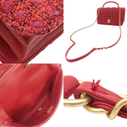 Matelasse Top Handle Mini Flap Bag in Tweed and Lambskin AS4286