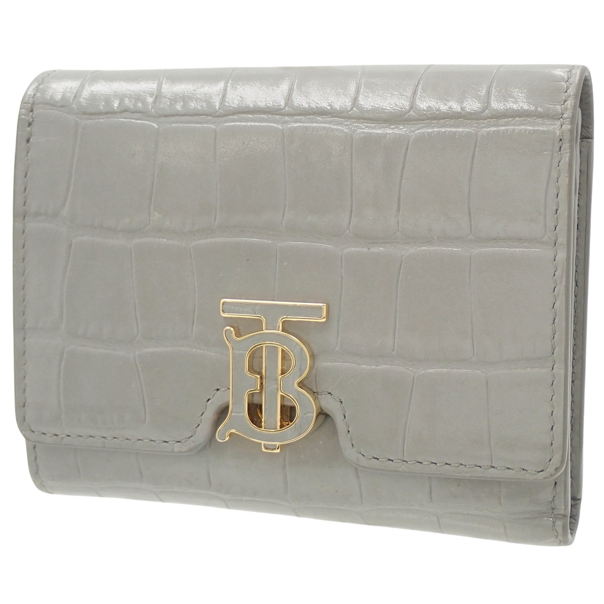 TB Logo Mini Wallet, Leather, Gray