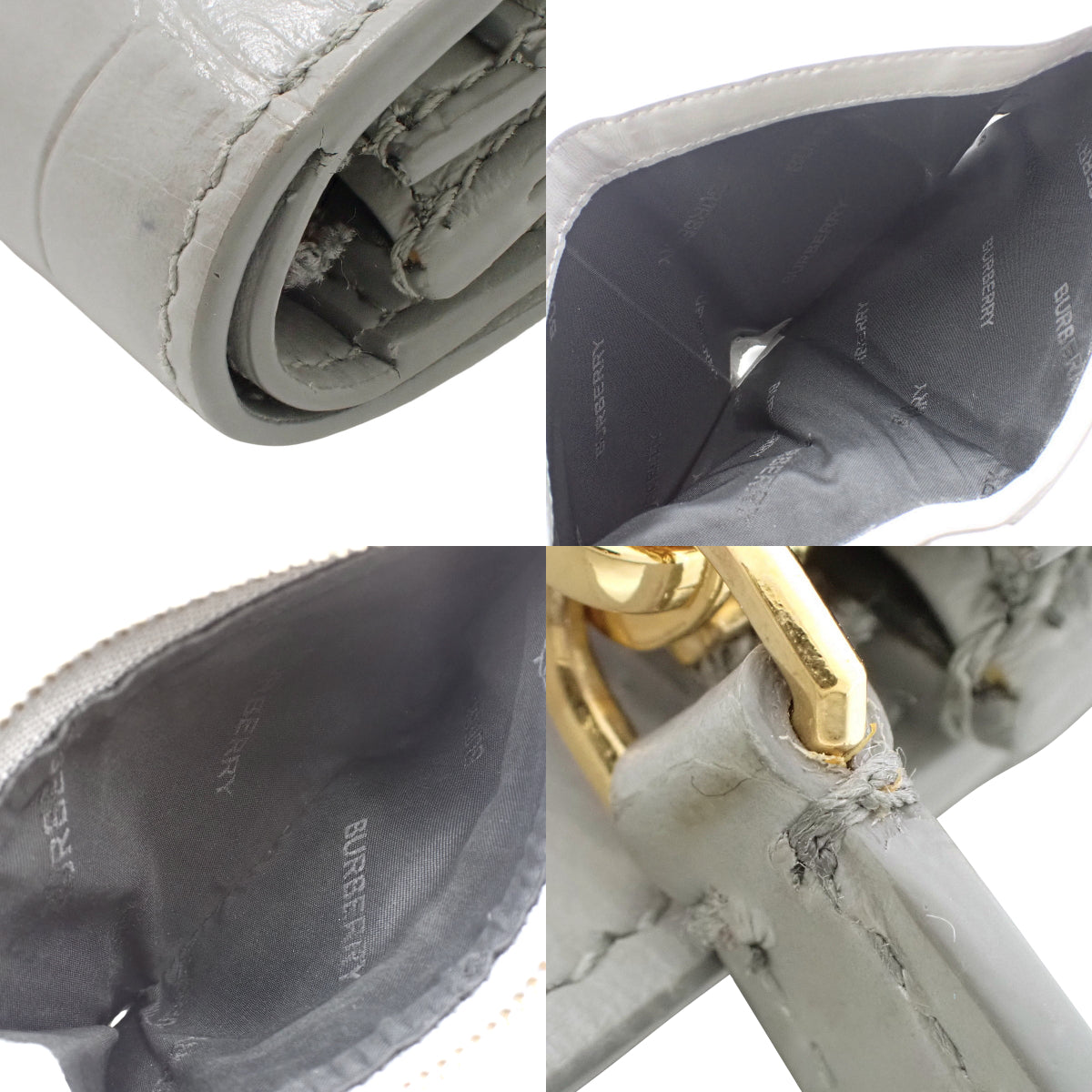 TBロゴ ミニ財布 レザー グレー