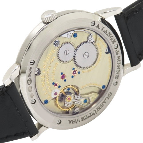 201.027 Saxony Flach WG/Leather Hand-wound Silver