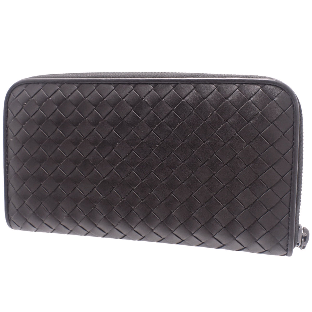 Intricate Round-Zip Wallet, Leather, Dark Brown