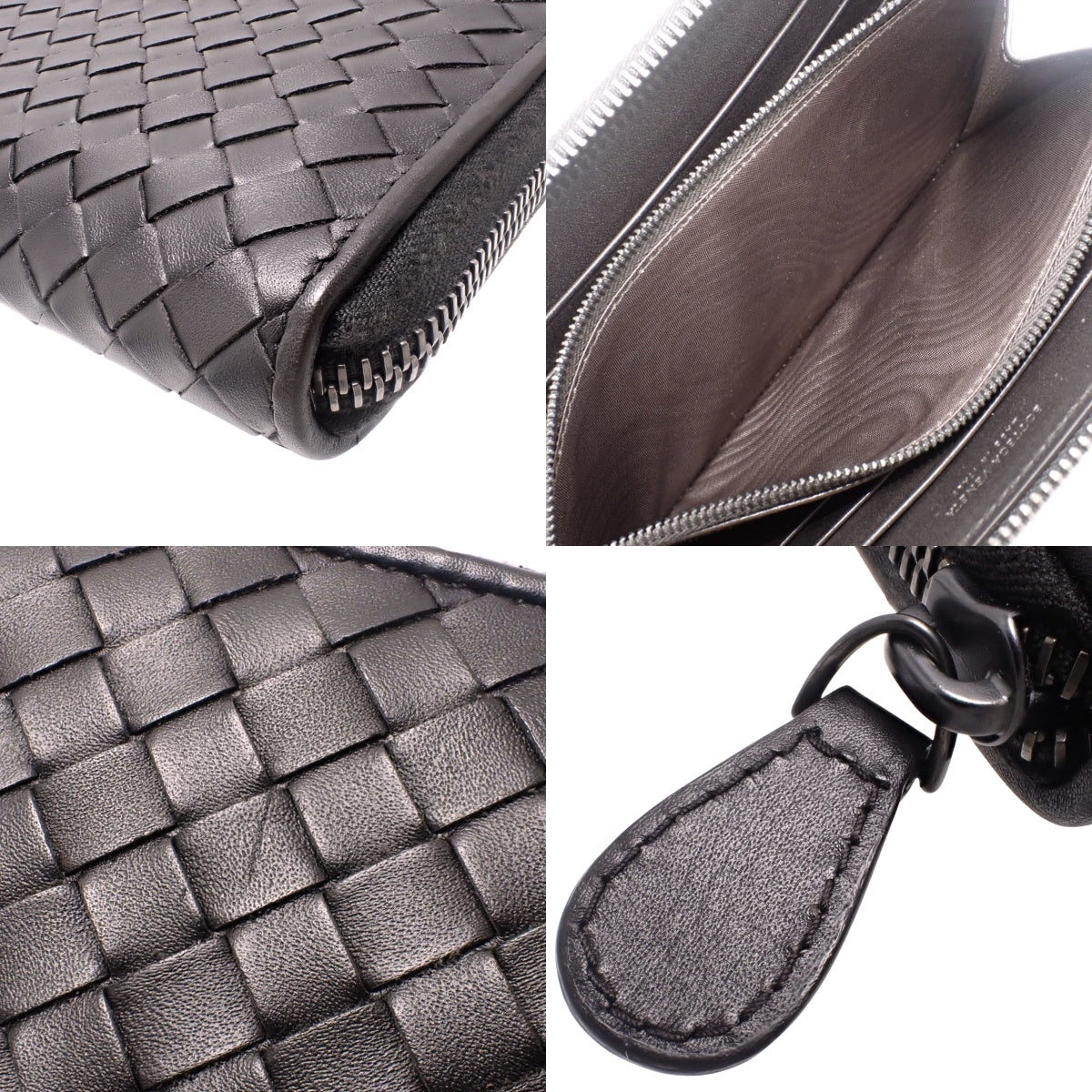 Intricate Round-Zip Wallet, Leather, Dark Brown