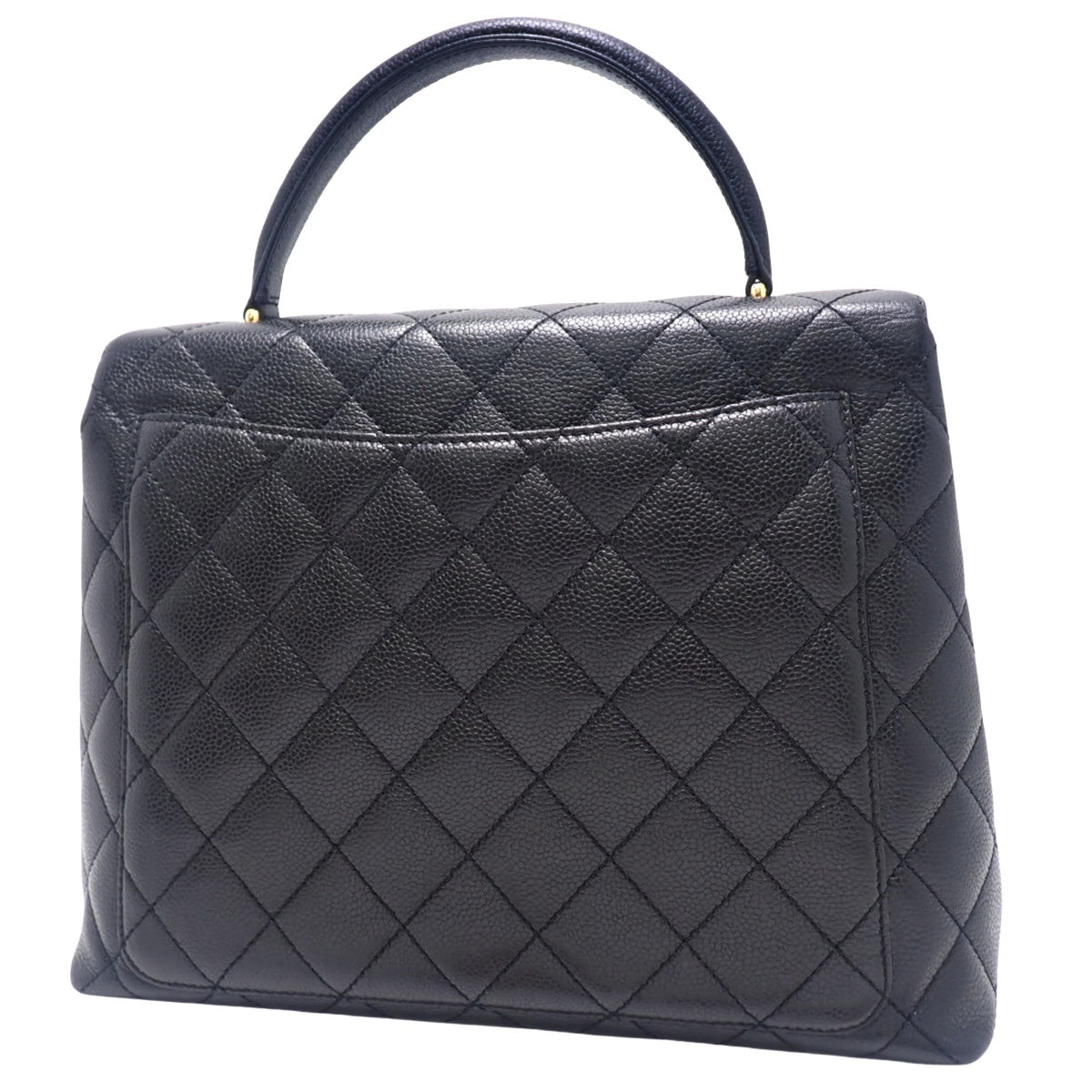 Matelasse Coco标志手提包,鱼子酱皮革,黑色,A12397