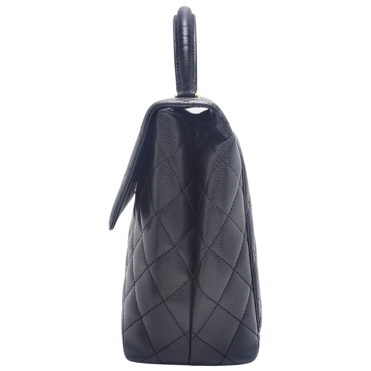 Matelasse Coco标志手提包,鱼子酱皮革,黑色,A12397