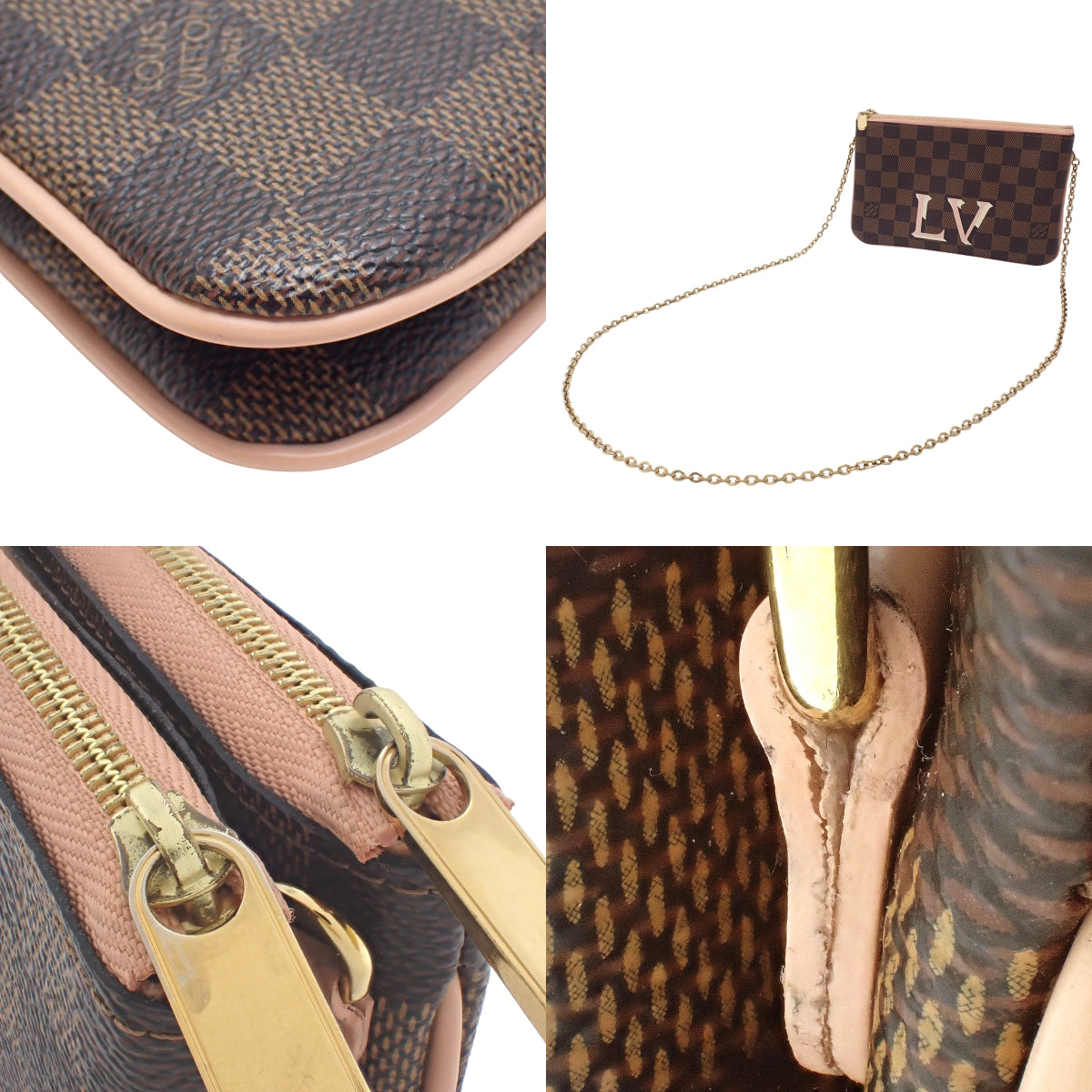 Damier Ebene Double Zip Pochette in Damier Canvas N60254