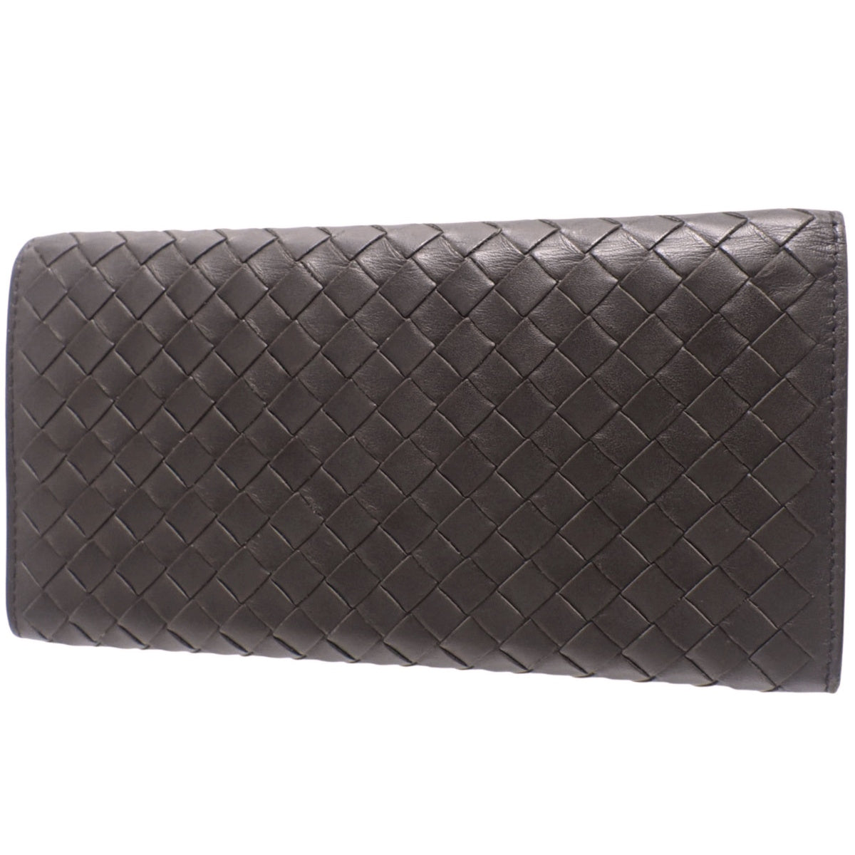 Intrecciato Bifold Long Wallet, Leather, Dark Brown, 156819