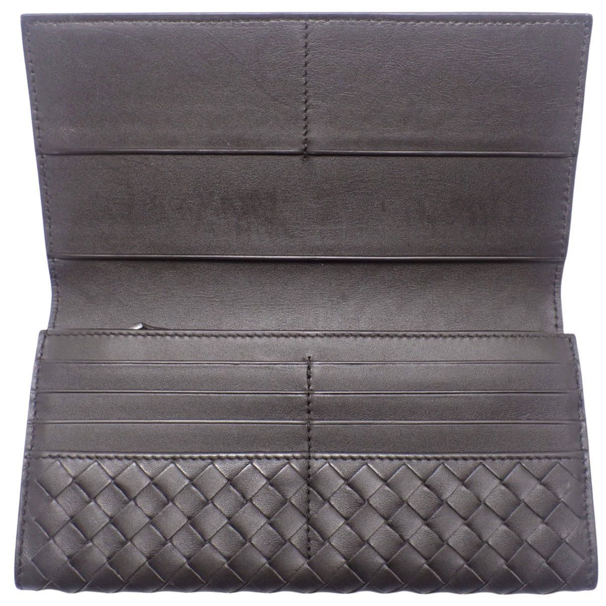 Intrecciato Bifold Long Wallet, Leather, Dark Brown, 156819