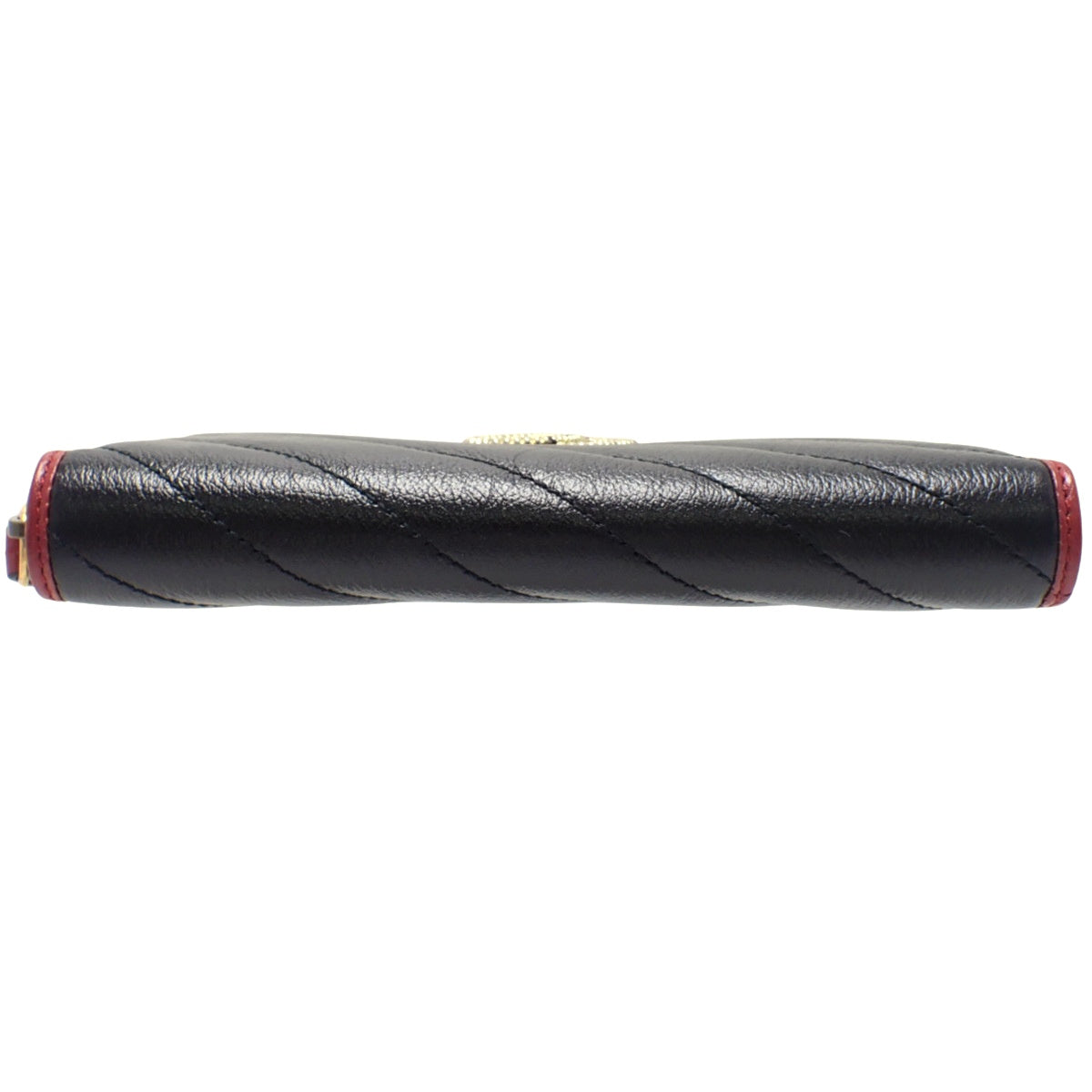 GG Marmont Round Zip Long Wallet, Leather, Black/Red, 573810