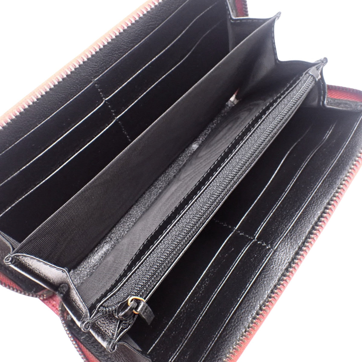 GG Marmont Round Zip Long Wallet, Leather, Black/Red, 573810