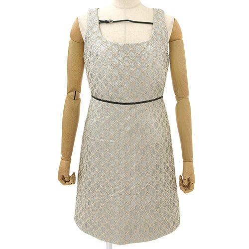 GG Glitter Short Dress, Sleeveless, Size 38, Cotton, Polyester, Metallic Fiber, 622982