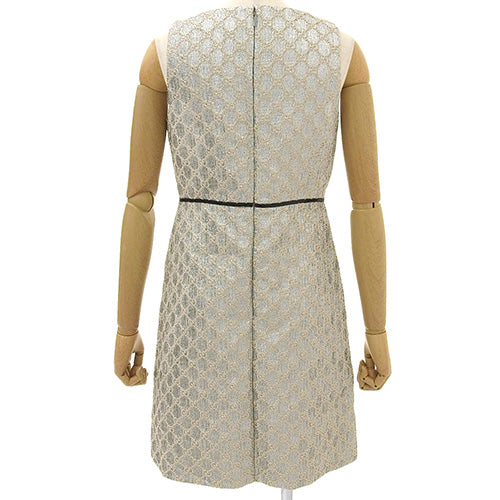 GG Glitter Short Dress, Sleeveless, Size 38, Cotton, Polyester, Metallic Fiber, 622982