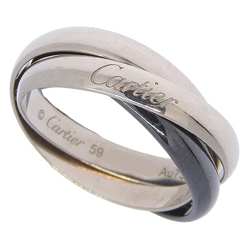 Trinity Ring Ceramic Classic Model K18 White Gold WG Ceramic