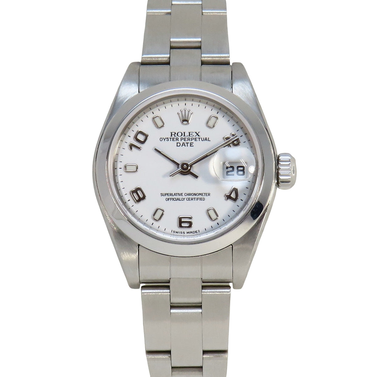 オイスターパーペチュアル デイト 79160 SS K番 ホワイト 自動巻き レディース