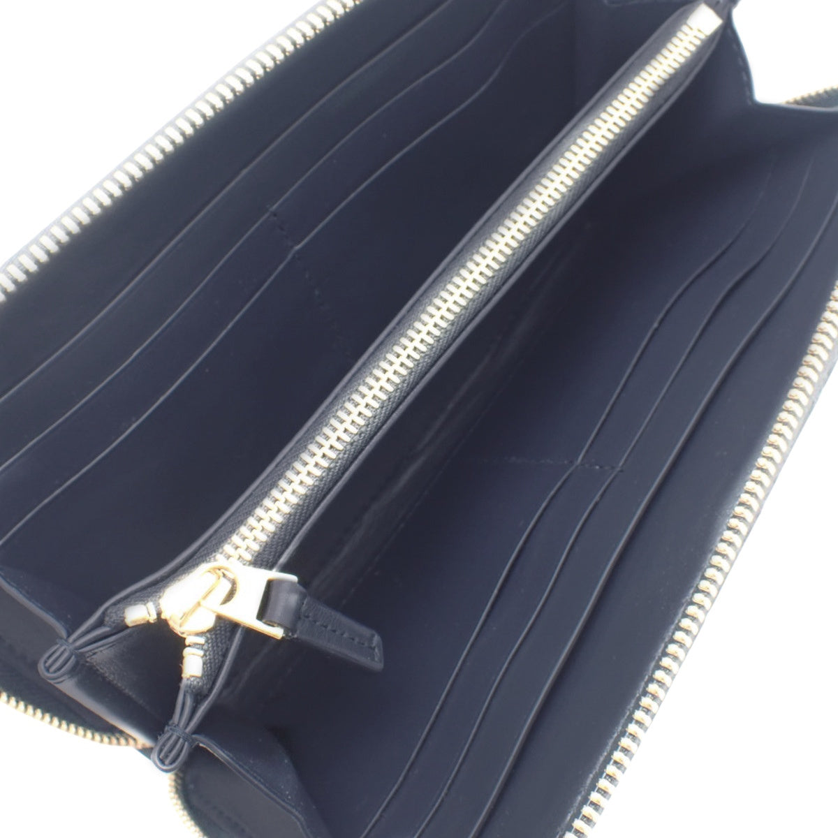 编织圆形拉链钱包 皮革 海军蓝 608053