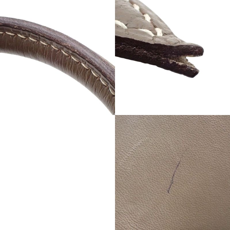 Bolide 31 Taurillon Clemence Leather Strap, Palladium Hardware, Etoupe/Etoupe, A Stamp