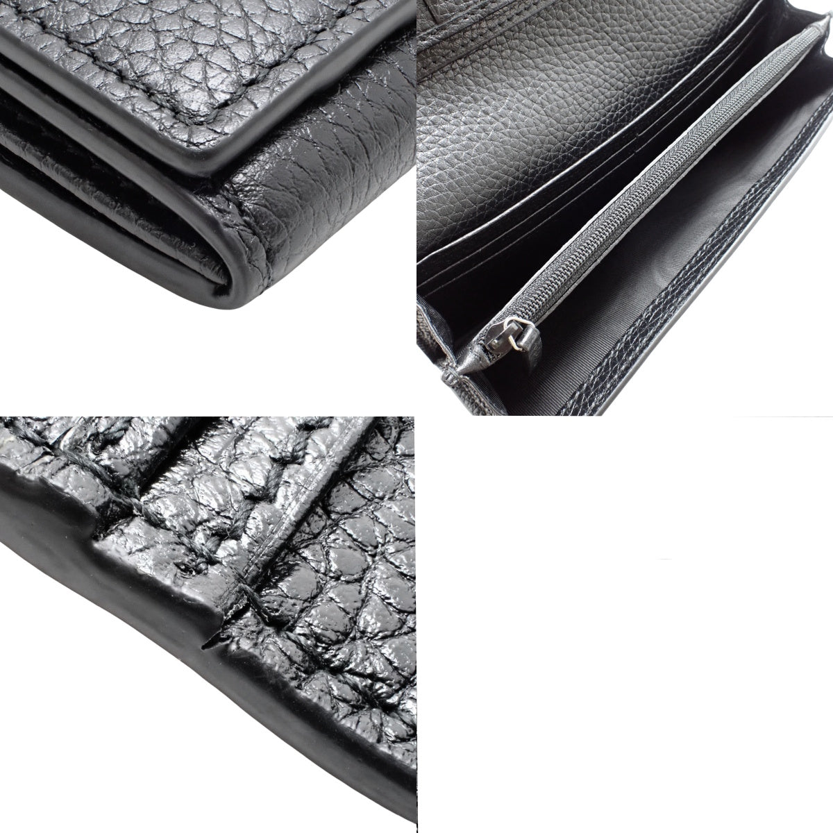 黑色皮革双折长款钱包 481727