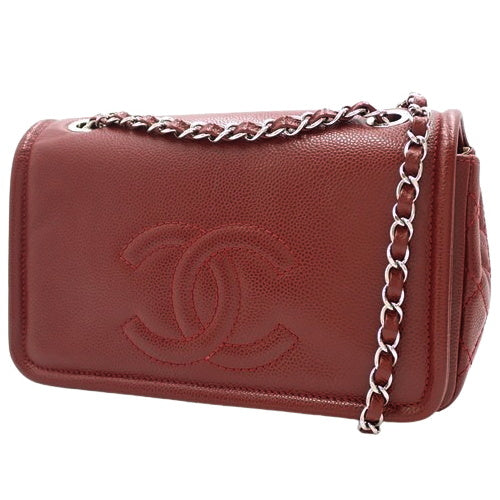 Coco Mark Chain Shoulder Bag in Caviar Skin