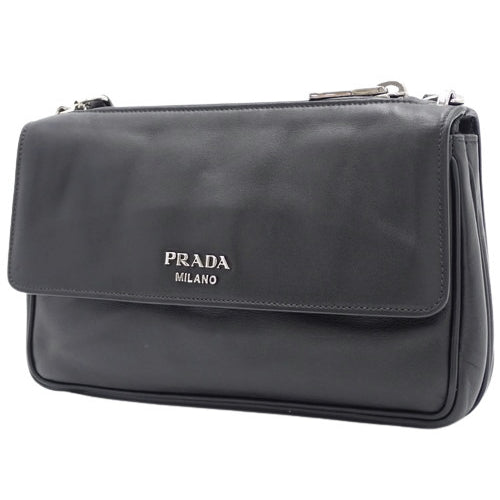 Wフェイス ショルダーバッグ レザー ブラック 肩掛け 斜め掛け ダブルフェイス