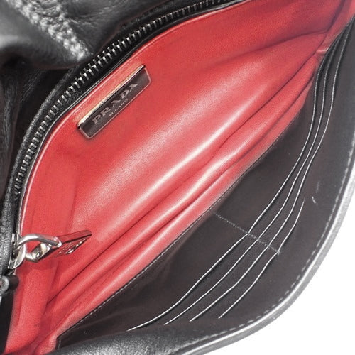 Wフェイス ショルダーバッグ レザー ブラック 肩掛け 斜め掛け ダブルフェイス