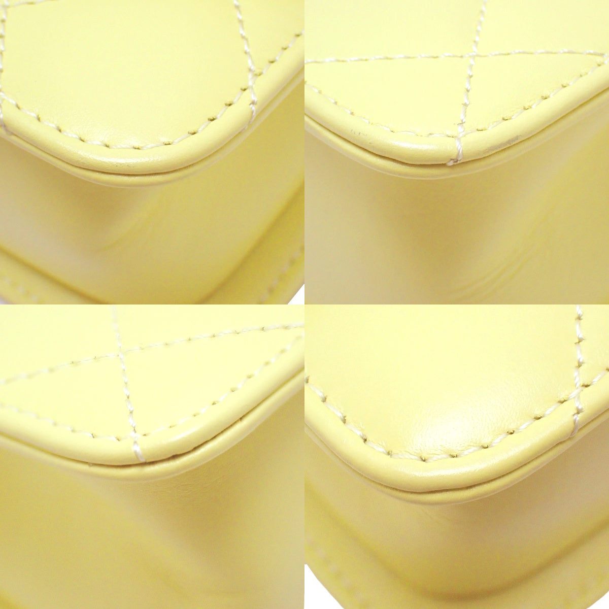 Matelasse Coco Mark Chain Shoulder Bag, Leather, Yellow