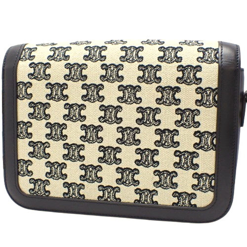Classic Triomphe Bag in Leather and Embroidered Canvas