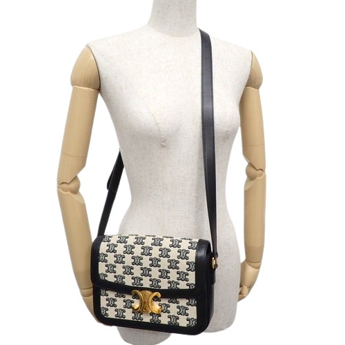 Classic Triomphe Bag in Leather and Embroidered Canvas