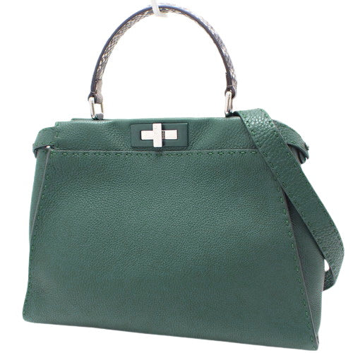Selleria Peekaboo Regular Shoulder Bag in Leather and Python, 8BN290