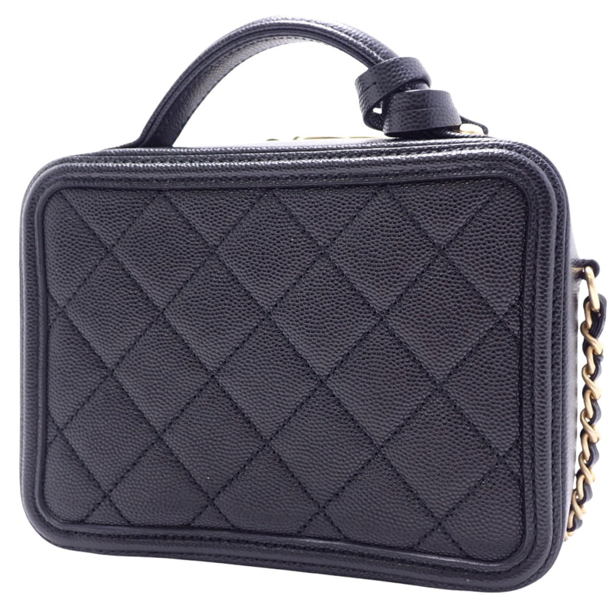 Matelasse CC Filigree Vanity Bag in Caviar Leather, Black and Bordeaux A93343