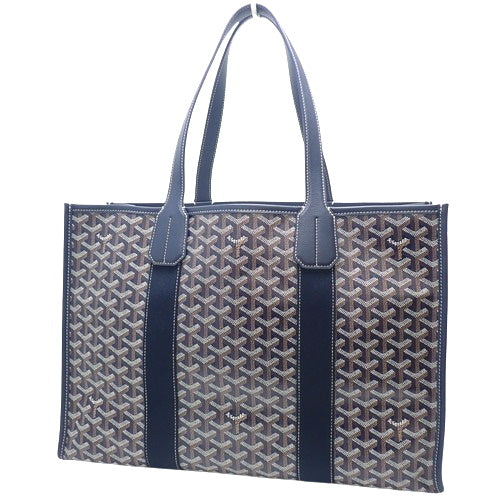 Villette MM Tote Bag in PVC-Coated Canvas, Leather, and Goyardine Canvas, Navy Blue