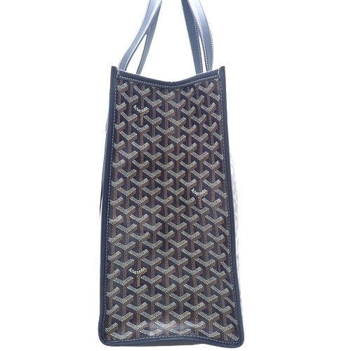 Villette MM Tote Bag in PVC-Coated Canvas, Leather, and Goyardine Canvas, Navy Blue