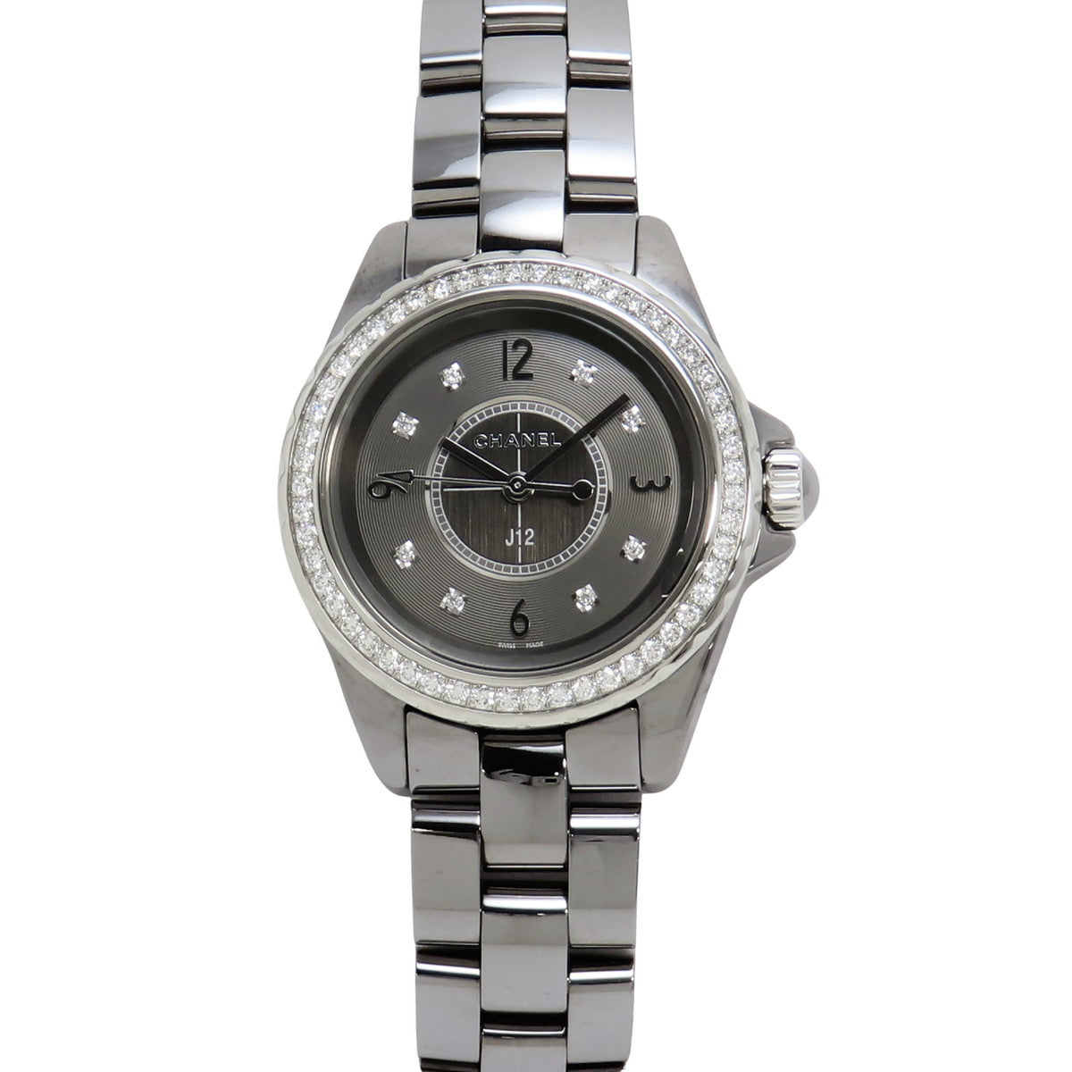 H2565 J12 Chromatic TI/CE 石英表 灰色 钻石表圈