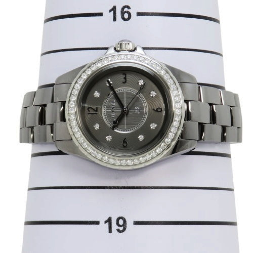H2565 J12 Chromatic TI/CE Quartz Gray Diamond Bezel
