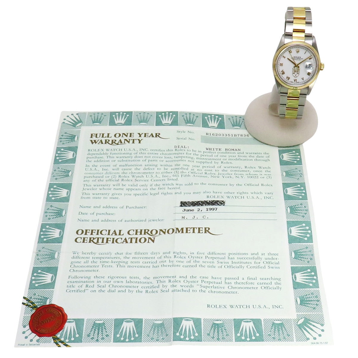 16203 Datejust Nick Price YG/SS T-number Automatic White Limited Edition of 200