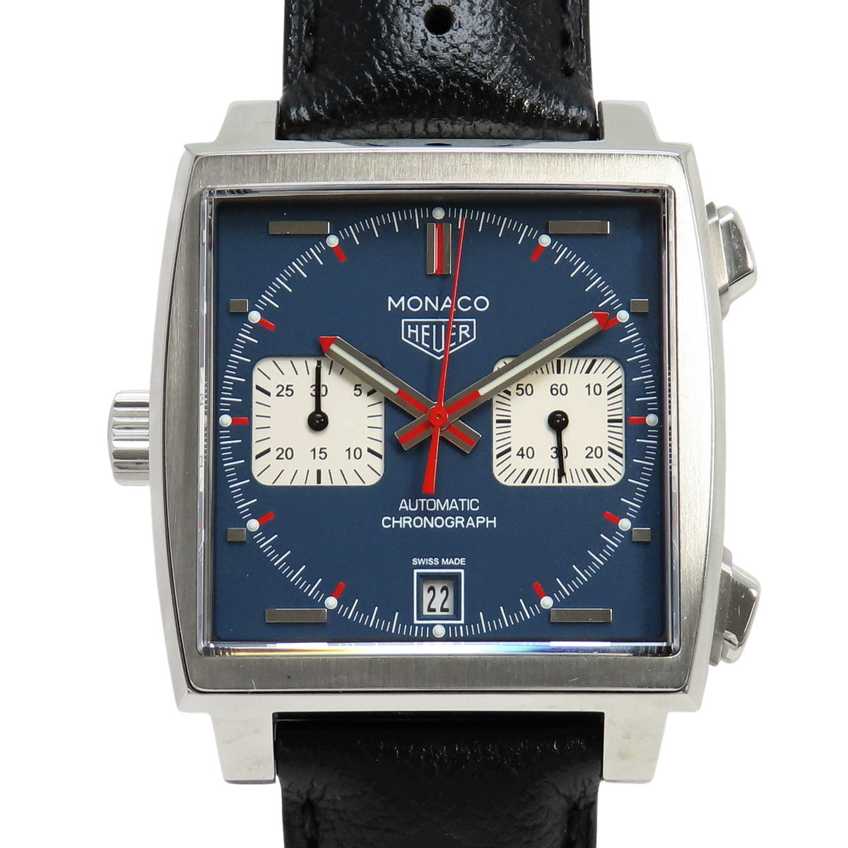 CAW211P.FC6356 Monaco, Stainless Steel/Leather, Automatic, Blue