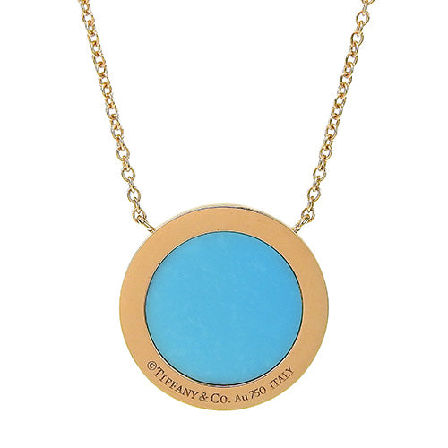 双环项链 绿松石/钻石 K18 粉红金 PG