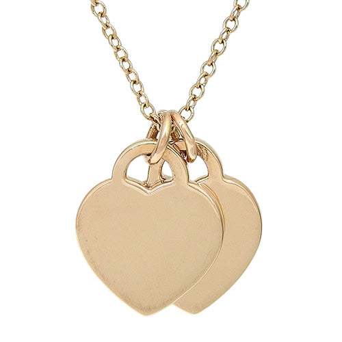 Double Heart Tag Pendant, Mini, Diamond, 18K Pink Gold, PG