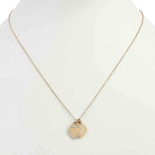 双心吊坠,迷你,钻石,18K 玫瑰金,PG