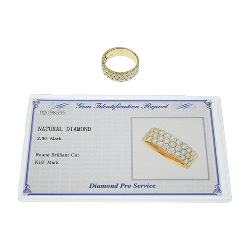 密镶钻石戒指 D2.00 K18 黄金 YG