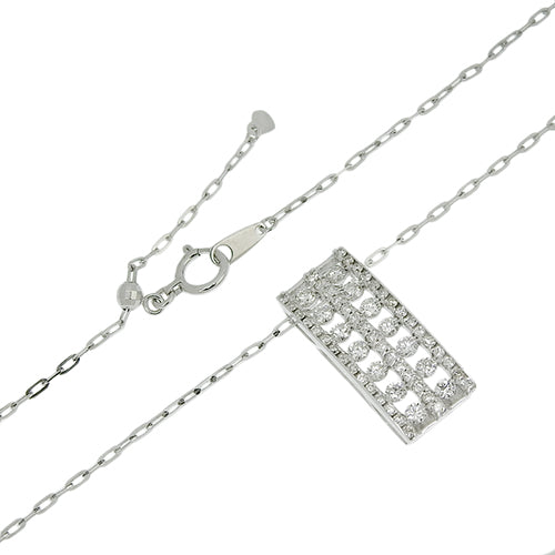 ダイヤモンド スクエア ネックレス D0.93 K18 ホワイトゴールド WG