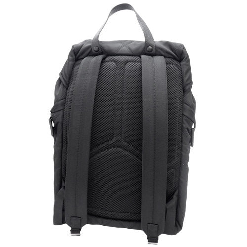 Quilted Backpack, Shoulder Bag, Nylon and Leather, NERO, 2VZ135