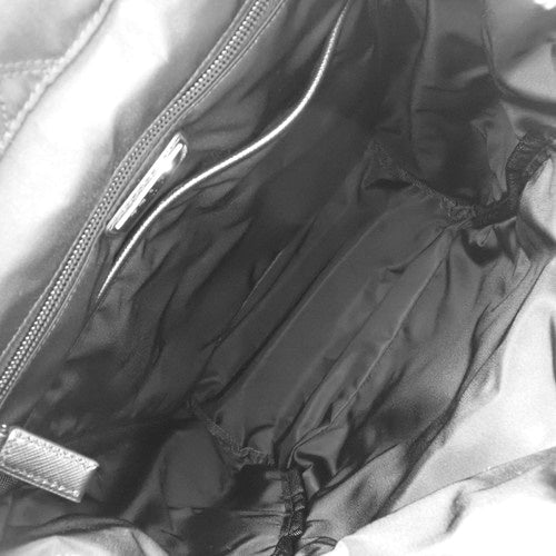 Quilted Backpack, Shoulder Bag, Nylon and Leather, NERO, 2VZ135