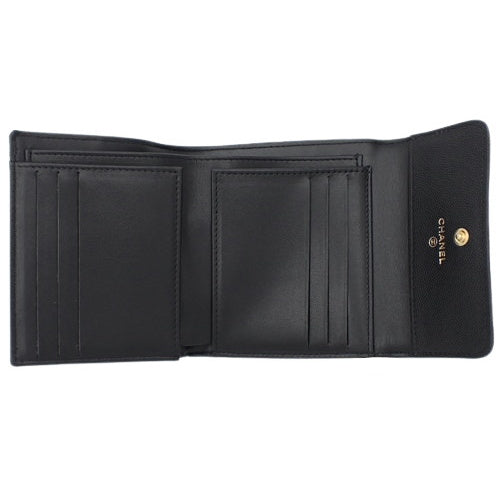 Boy Chanel Tri-fold Wallet with Coco Mark, Caviar Skin