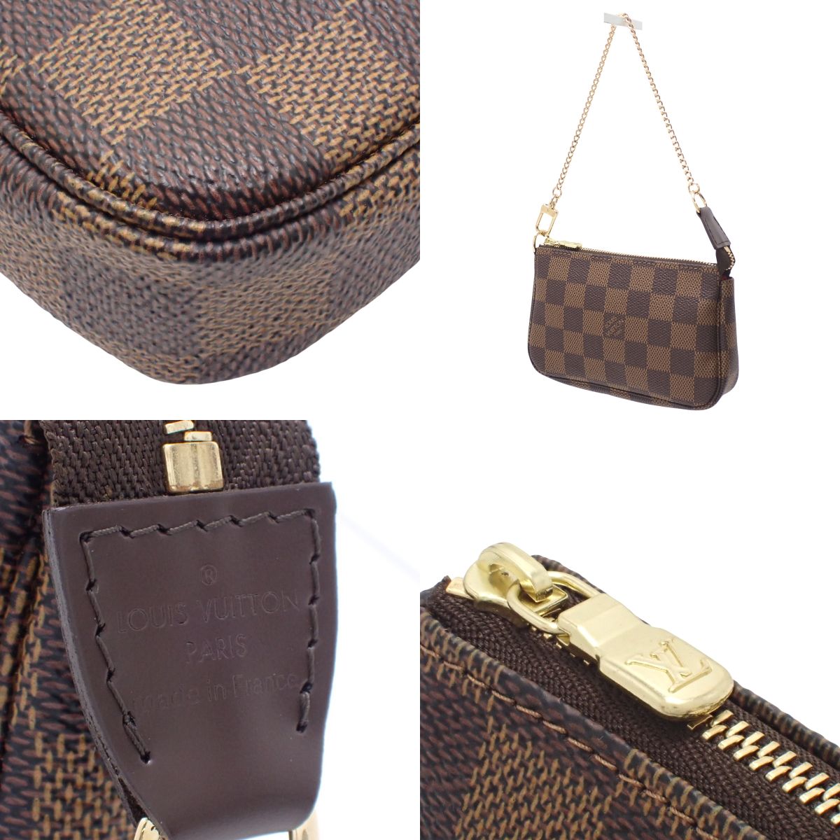 Damier Ebene Mini Pochette Accessory, Damier canvas, brown, N58009