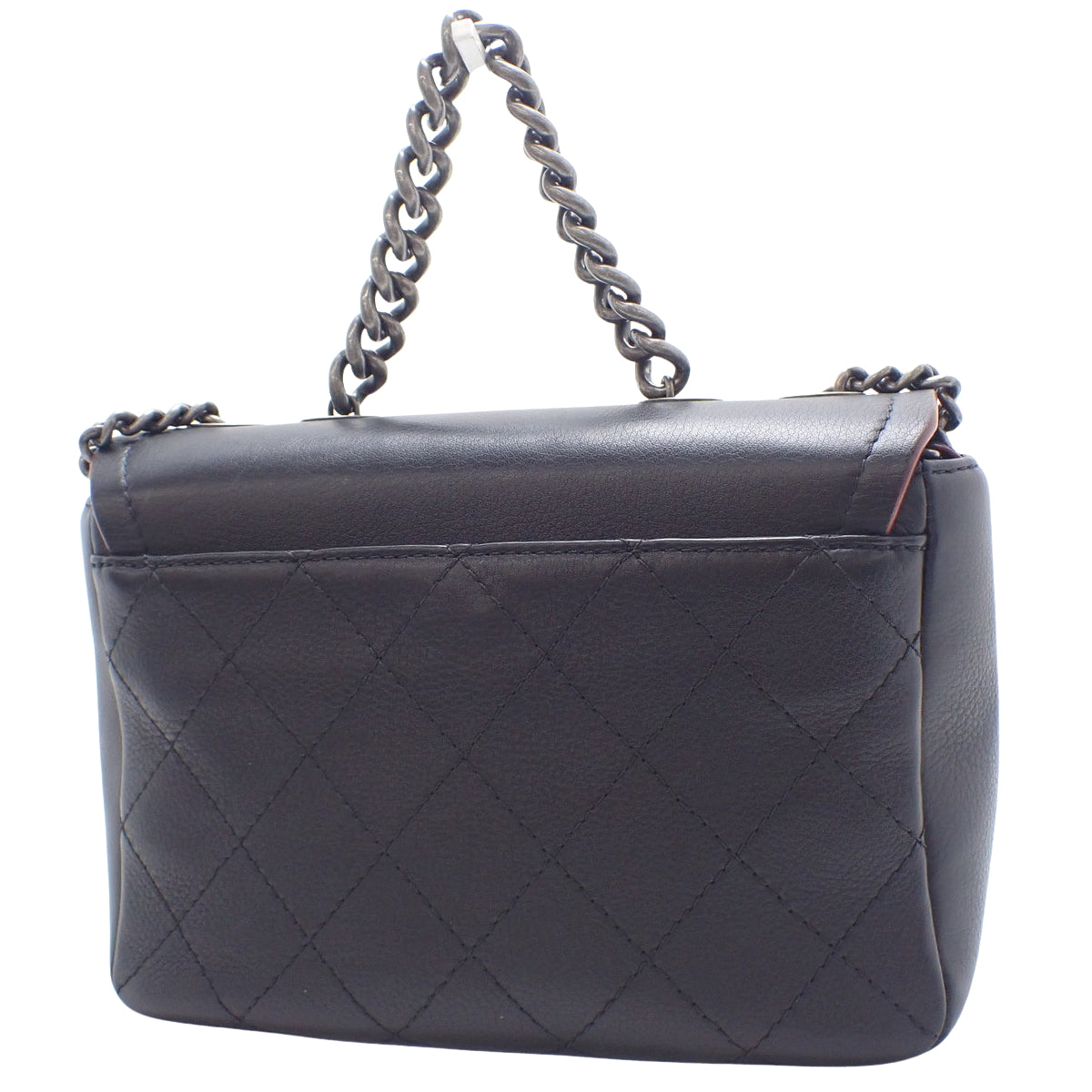 Matelasse Coco标志链条单肩包,小牛皮,黑色