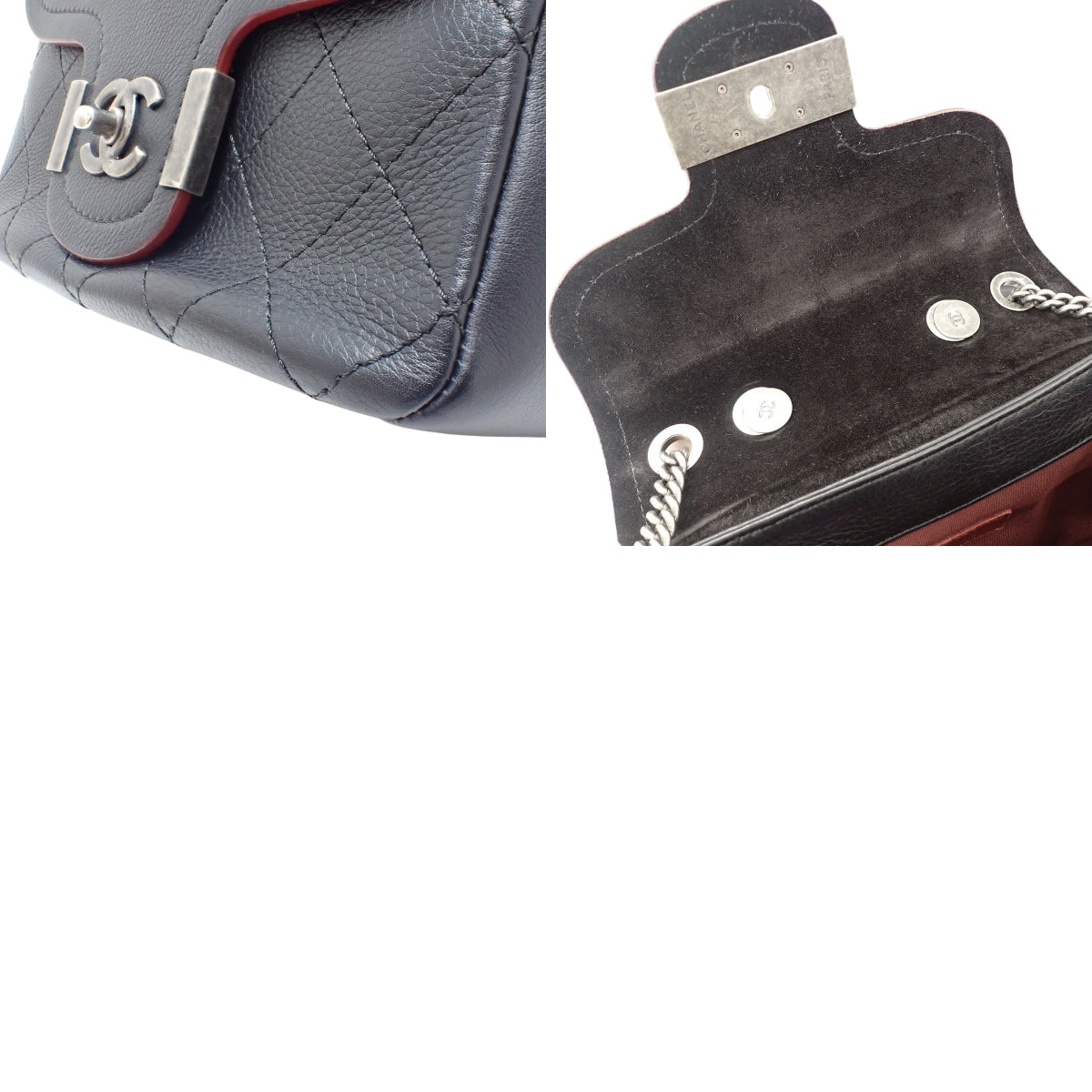 Matelasse Coco标志链条单肩包,小牛皮,黑色