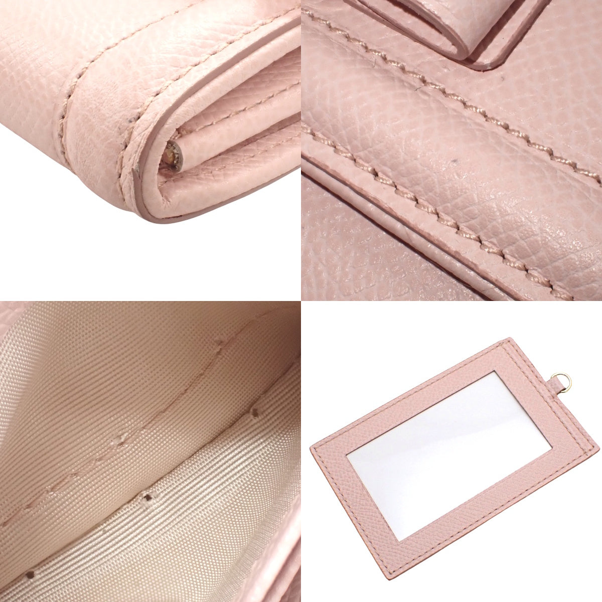 Vara Ribbon Bifold Long Wallet, Leather, Pink, 22D154