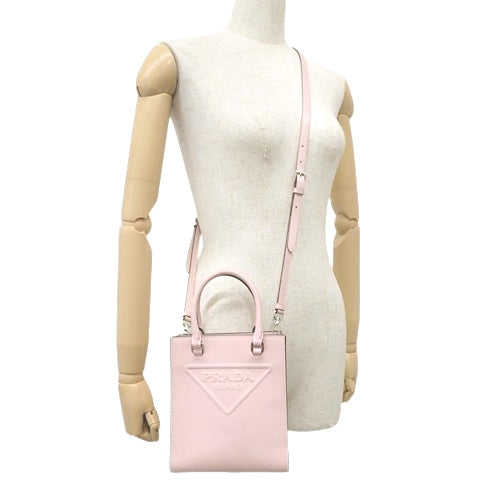 Embossed Triangle Logo 2-Way Bag, Shoulder Bag, Crossbody Bag, Leather, 1BA333